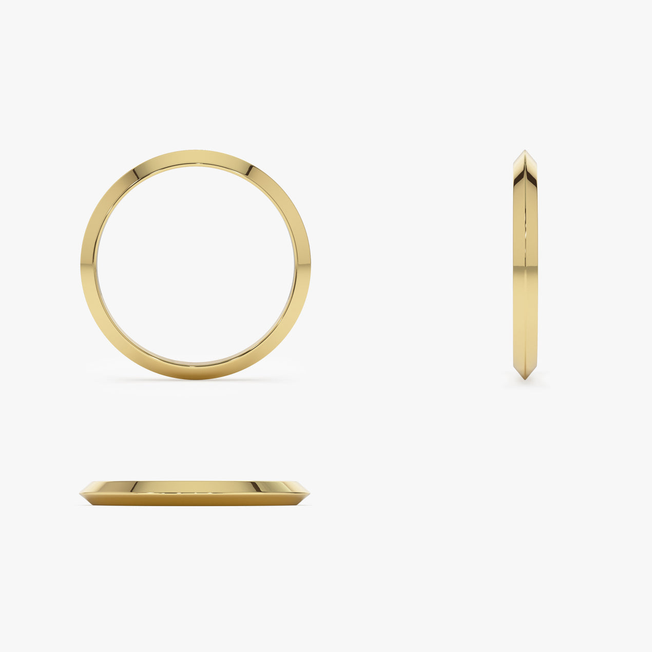 14K Knife Edge Wedding Band | 2MM Thin Comfort Fit Ring | Minimalist Gold Band for Women | VLOVE