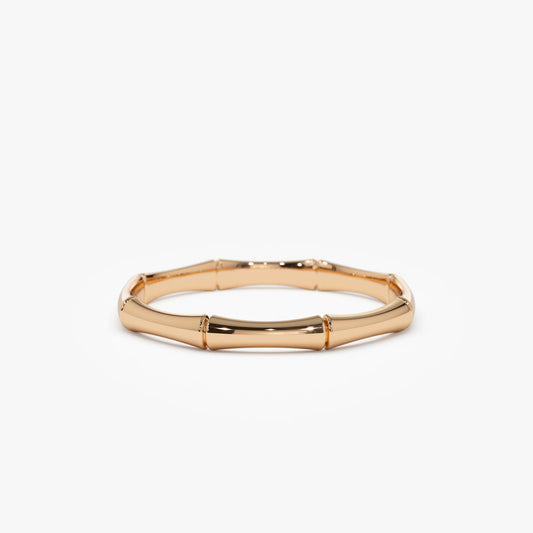 14K Gold Bamboo Ring | Dainty Minimalist Band | Nature Inspired Jewelry for Women
