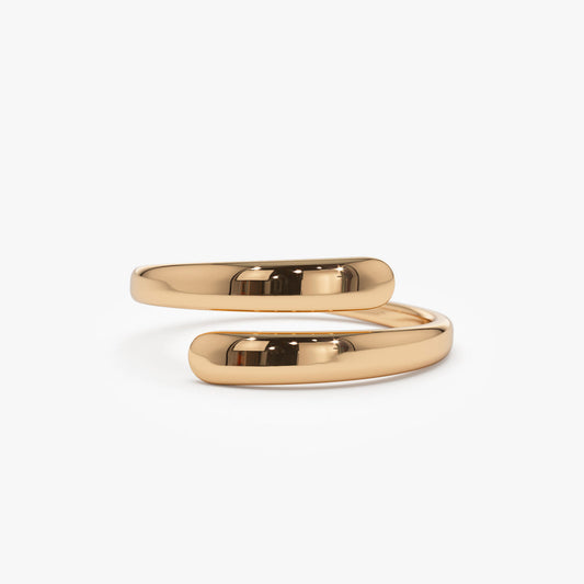 14K Gold Crossover Ring | Stackable Minimalist Band | Dainty Layering Ring for Women | VLOVE