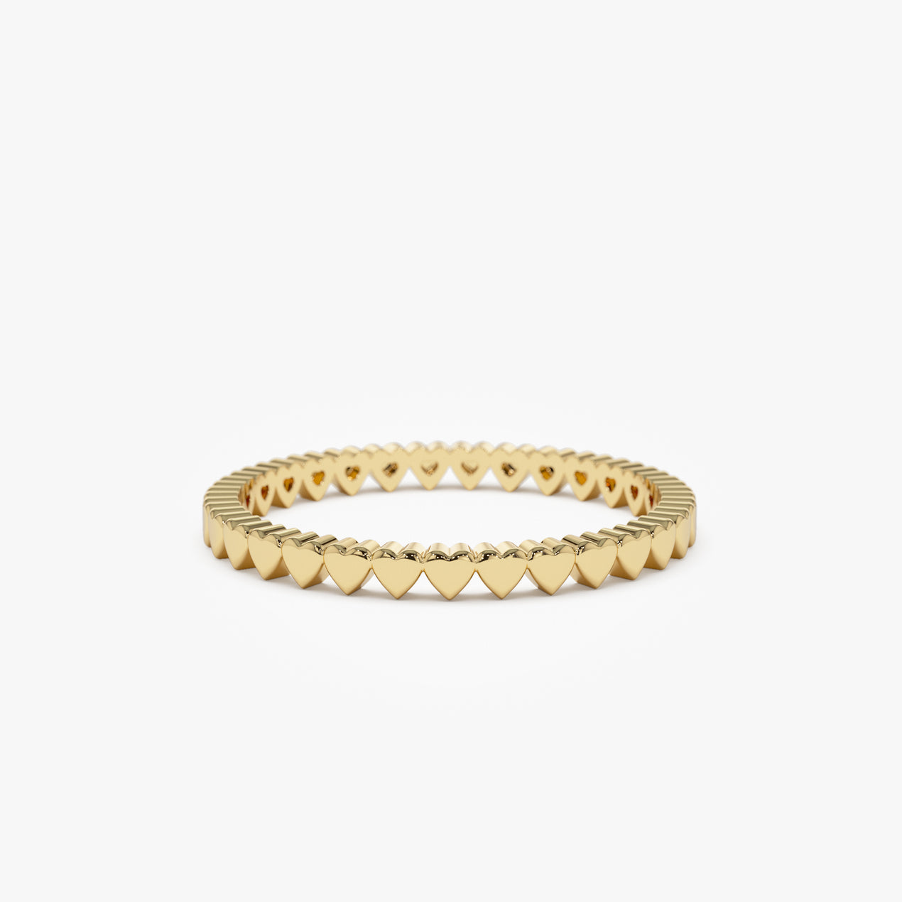 14K Mini Heart Eternity Ring | Solid Gold Stacking Band | Romantic Jewelry for Women | VLOVE