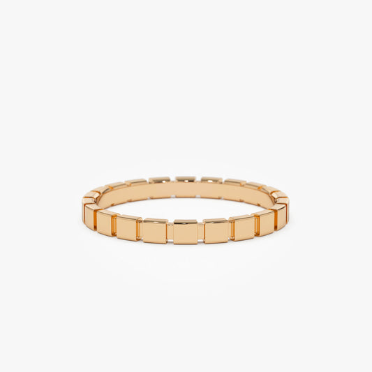 14K Geometric Square Stacking Ring | Modern Minimalist Band | Architectural Jewelry for Women