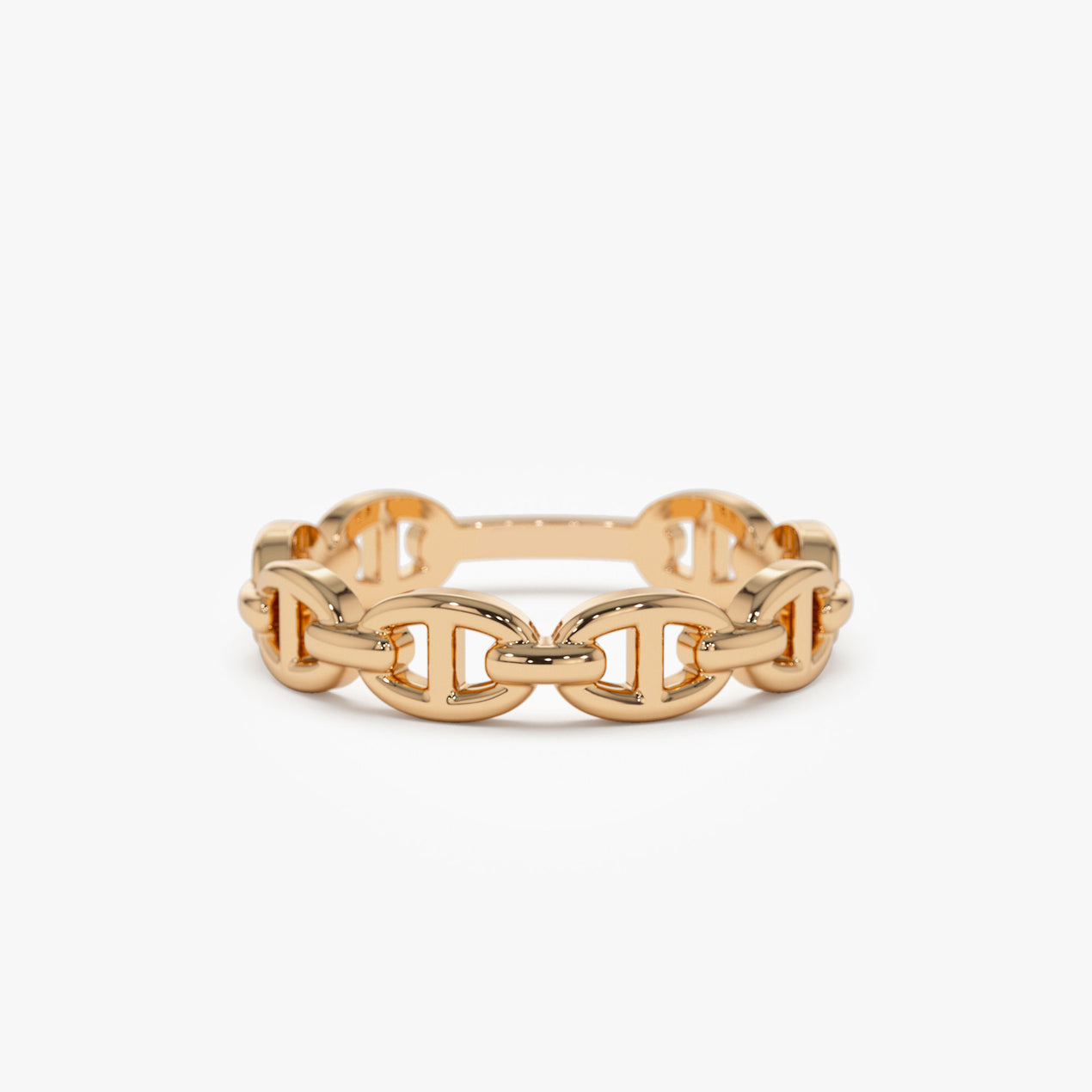 14K Mariner Chain Ring | Solid Gold Nautical Jewelry | Interlinked Design Band for Men & Women | VLOVE