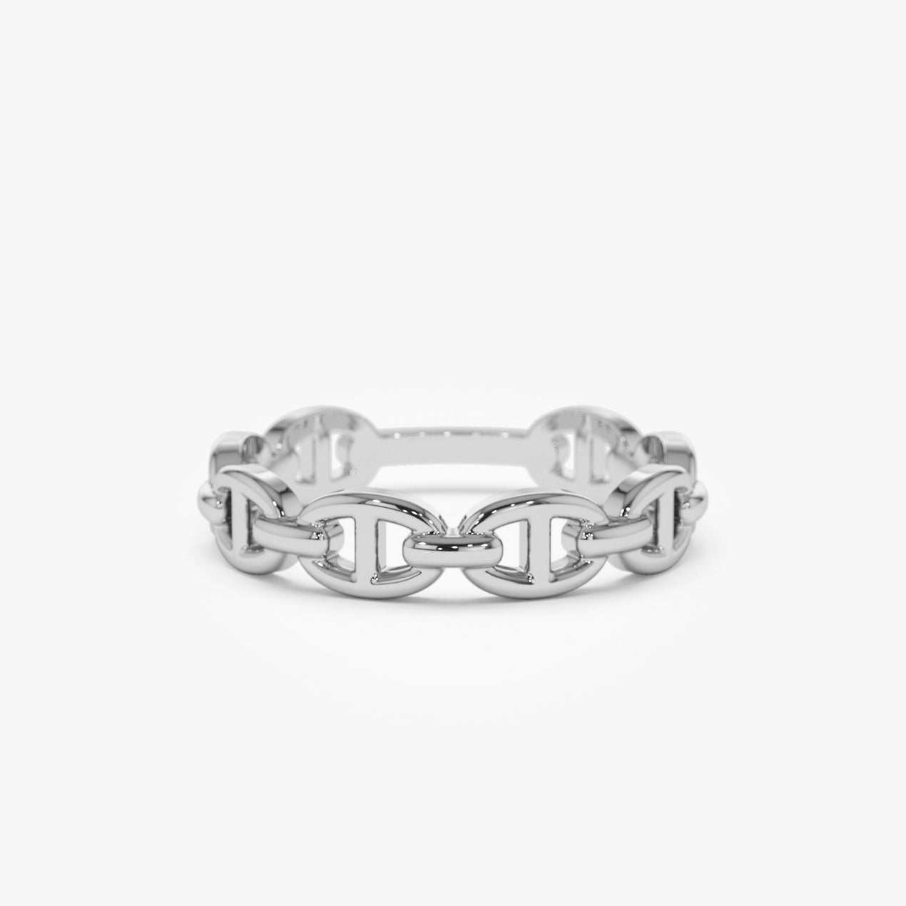 14K Mariner Chain Ring | Solid Gold Nautical Jewelry | Interlinked Design Band for Men & Women | VLOVE