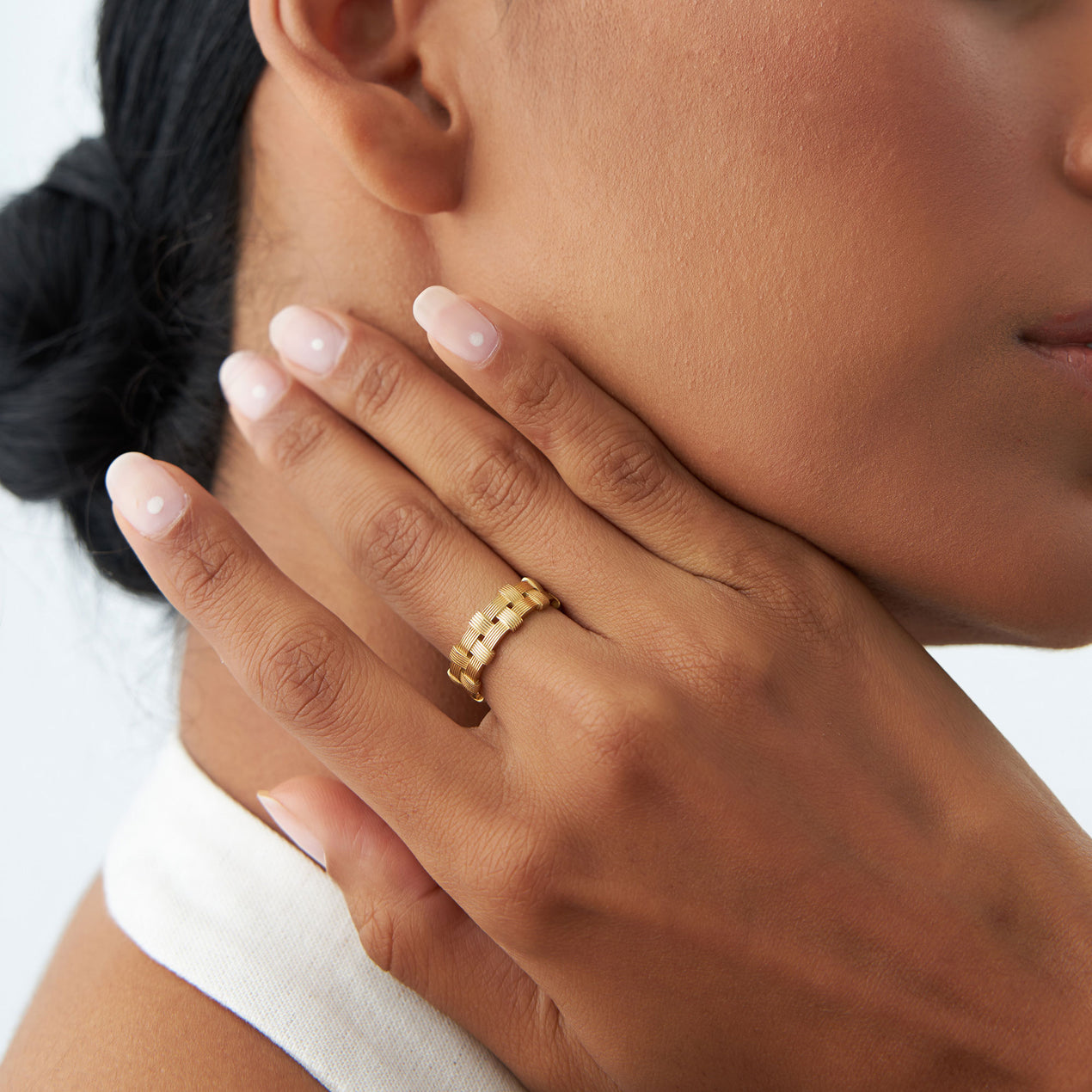 14K Ribbed Woven Ring | Textured Stacking Band | Bohemian Jewelry for Women | VLOVE