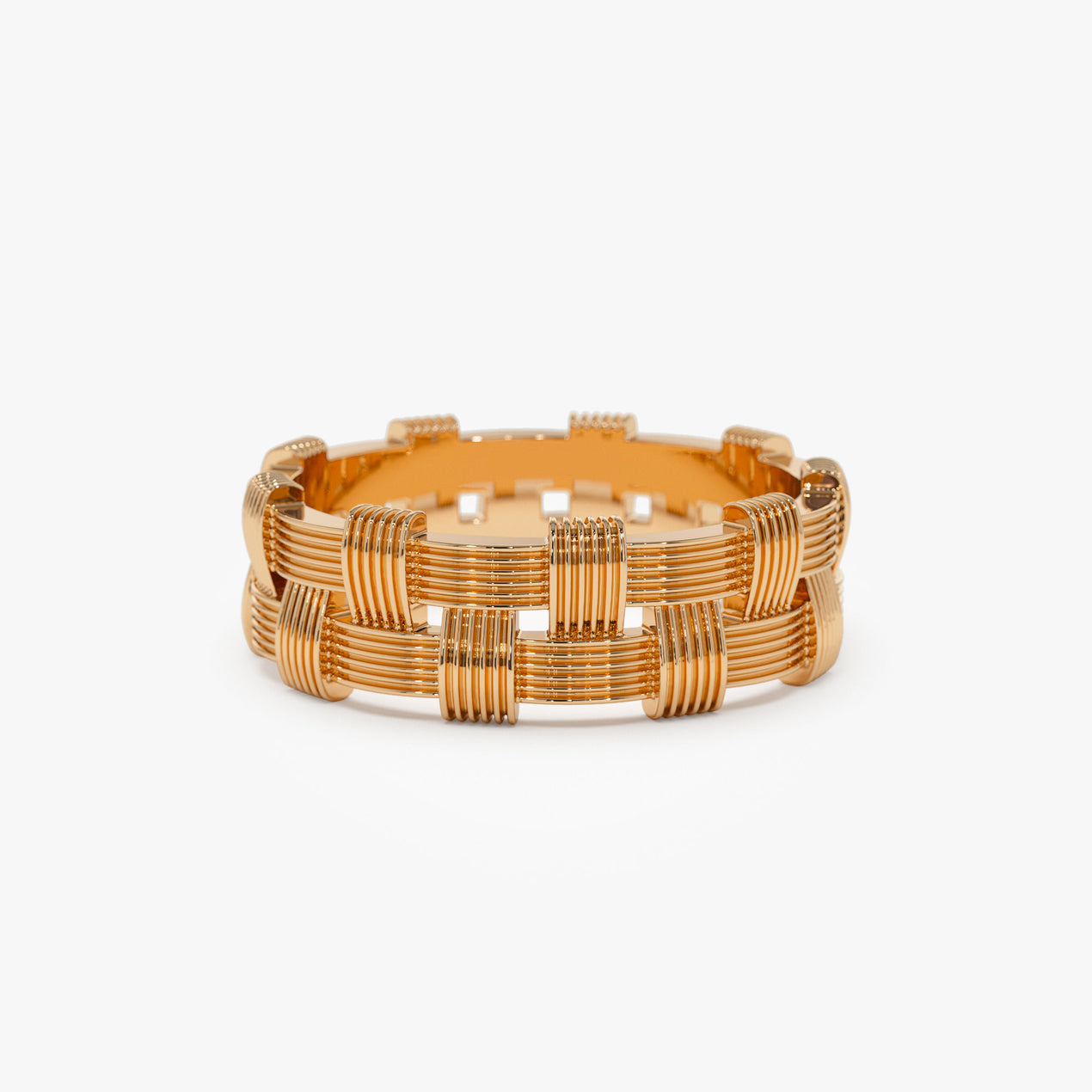 14K Ribbed Woven Ring | Textured Stacking Band | Bohemian Jewelry for Women | VLOVE