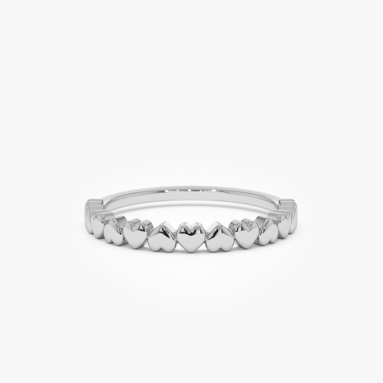 14K Dainty Heart Stacking Ring | Delicate Gold Band for Women | Romantic Layering Jewelry | VLOVE