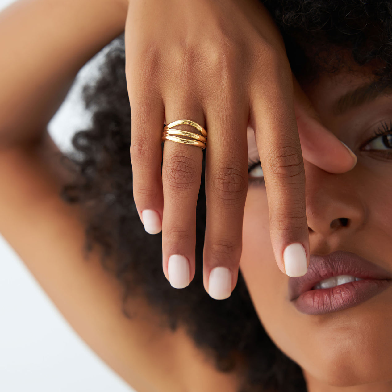 14K Chunky Curved Stacking Ring | Bold Gold Band for Women | Modern Statement Jewelry | VLOVE