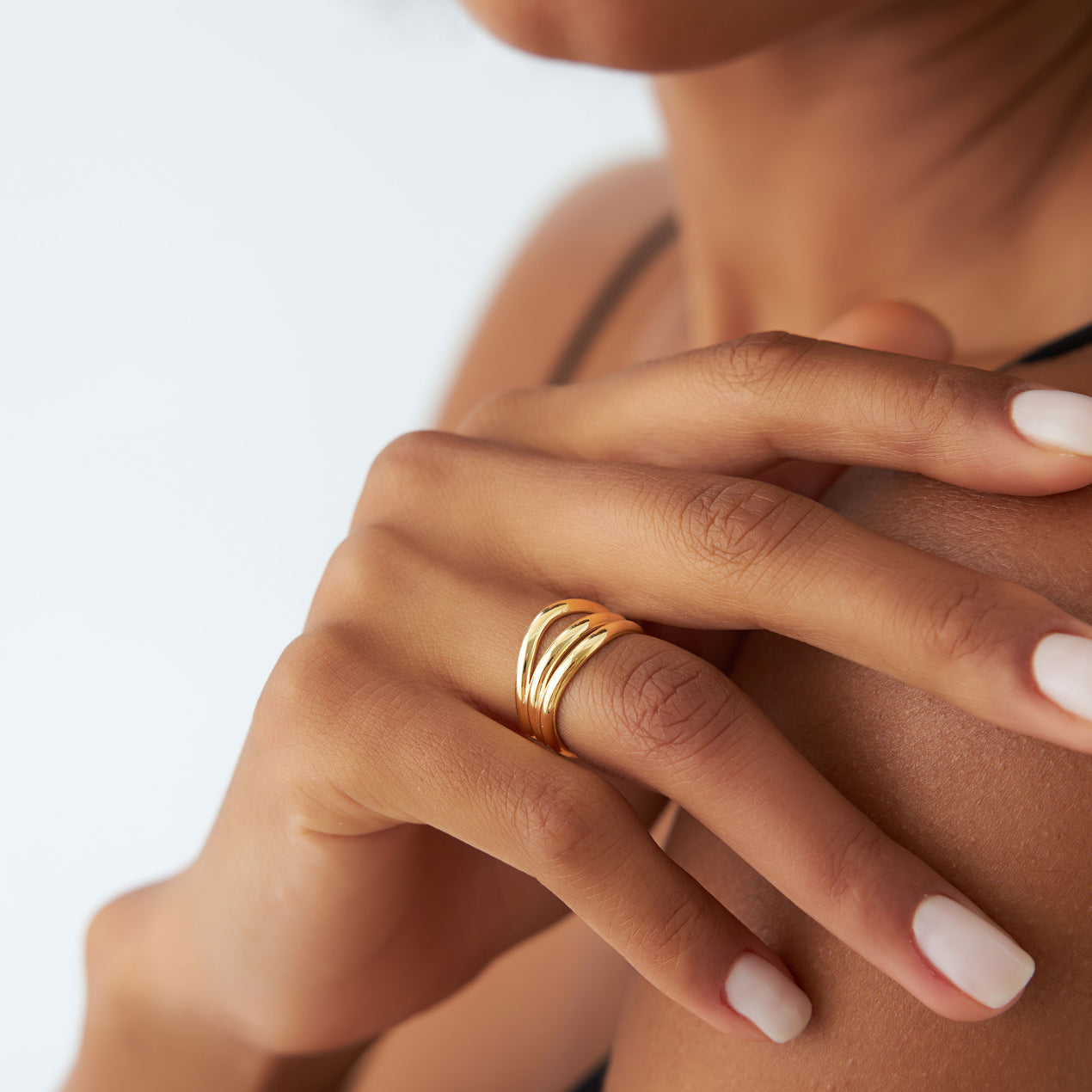 14K Chunky Curved Stacking Ring | Bold Gold Band for Women | Modern Statement Jewelry | VLOVE
