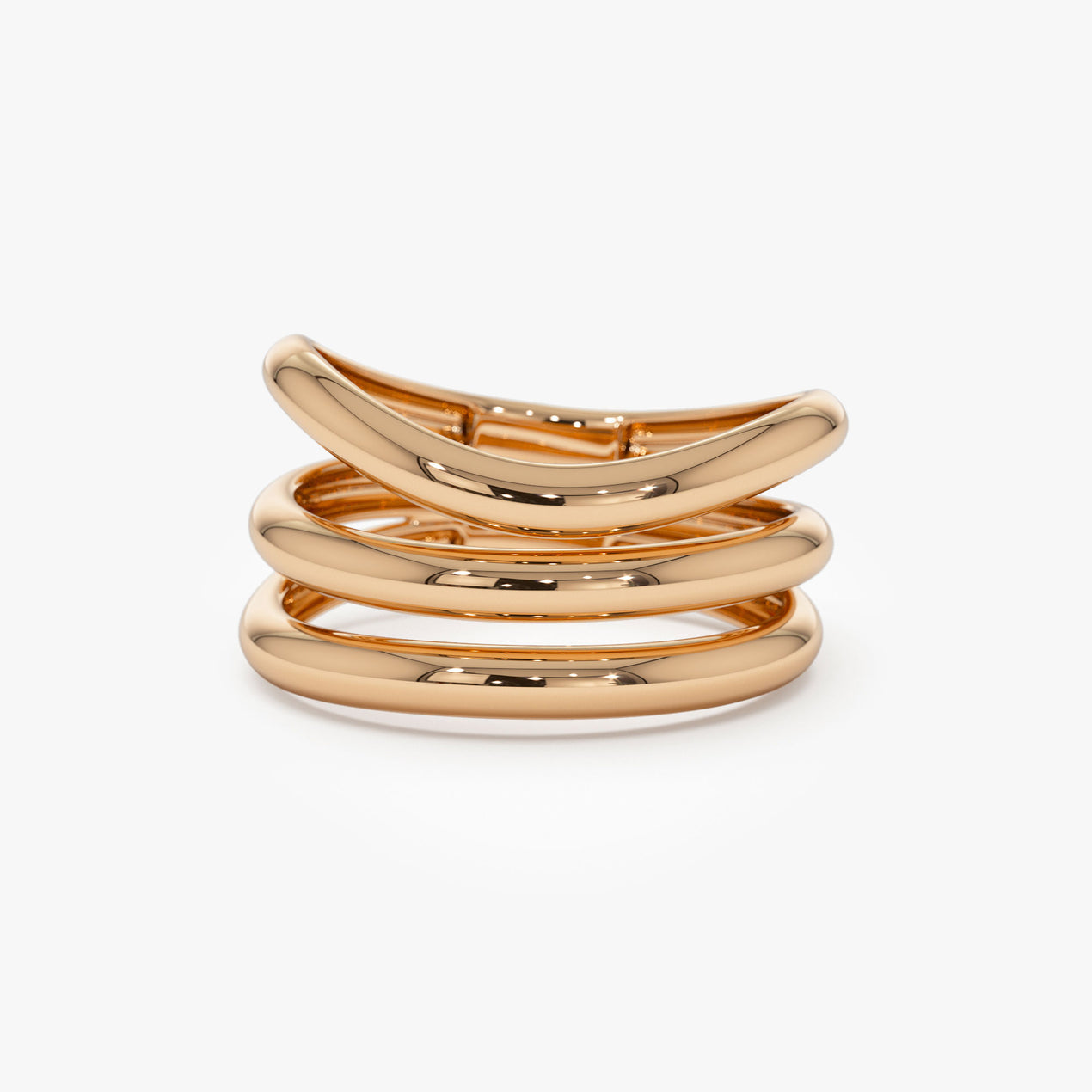 14K Chunky Curved Stacking Ring | Bold Gold Band for Women | Modern Statement Jewelry | VLOVE