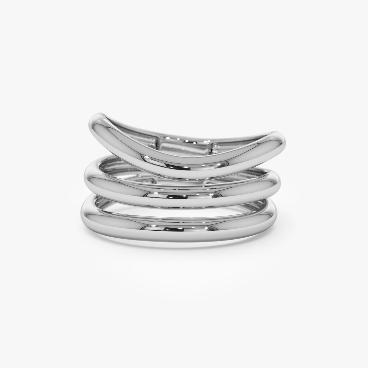 14K Chunky Curved Stacking Ring | Bold Gold Band for Women | Modern Statement Jewelry | VLOVE