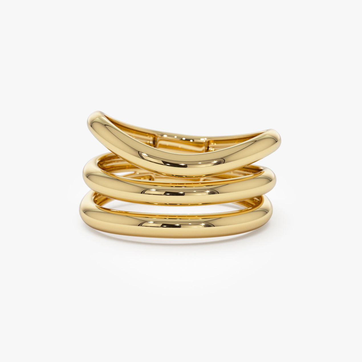 14K Chunky Curved Stacking Ring | Bold Gold Band for Women | Modern Statement Jewelry | VLOVE