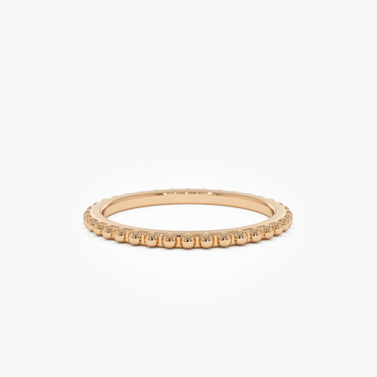 14K Beaded Wedding Band | Milgrain Edge Ring | Vintage Inspired Bridal Jewelry | Comfort Fit