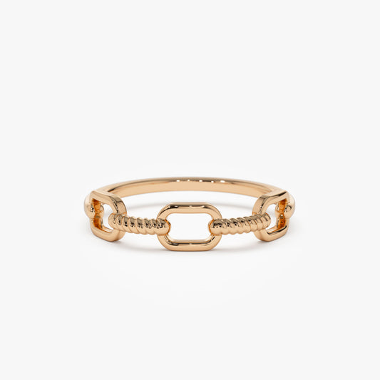 14K Twisted Rope Ring | Solid Gold Stackable Band | Textured Jewelry for Women