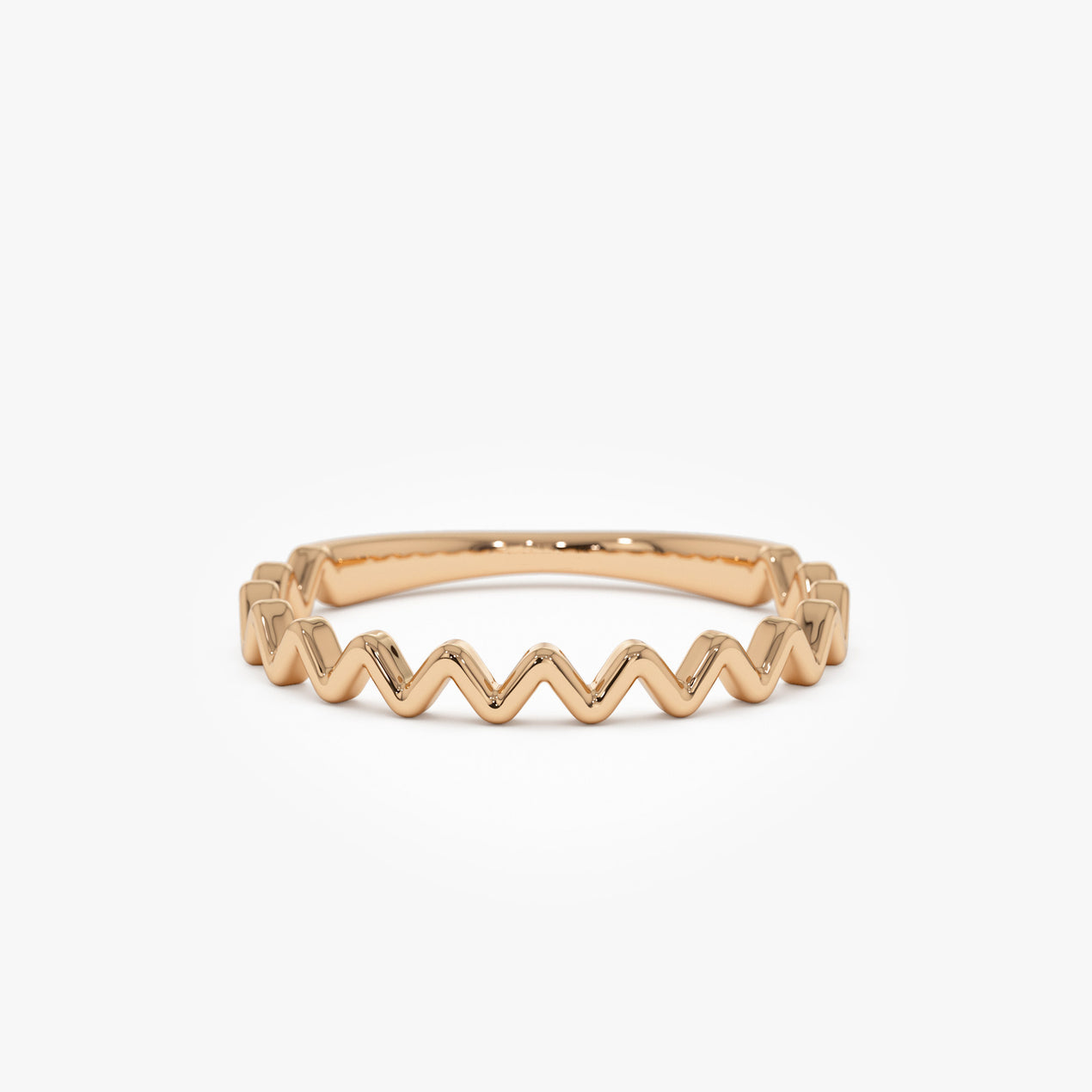 14K Gold Zig Zag Stacking Ring | Thin Textured Band | Minimalist Layering Jewelry | VLOVE