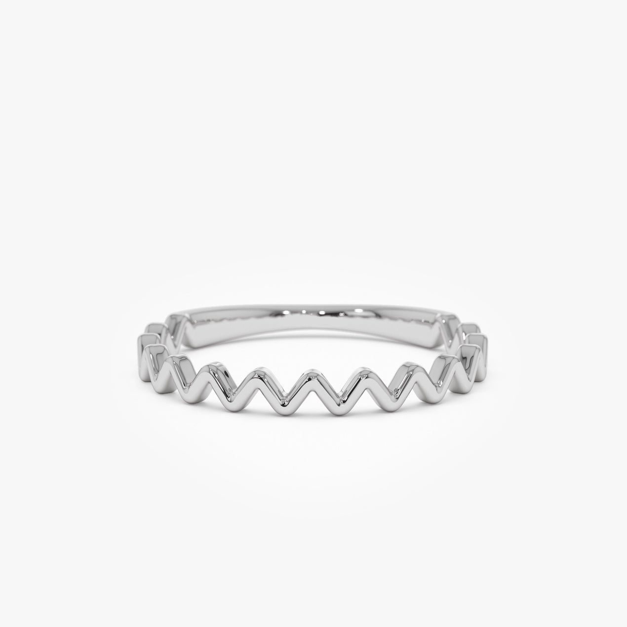 14K Gold Zig Zag Stacking Ring | Thin Textured Band | Minimalist Layering Jewelry | VLOVE
