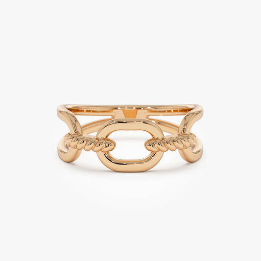 14K Twisted Rope Ring | Solid Gold Stackable Band | Textured Jewelry for Women | VLOVE