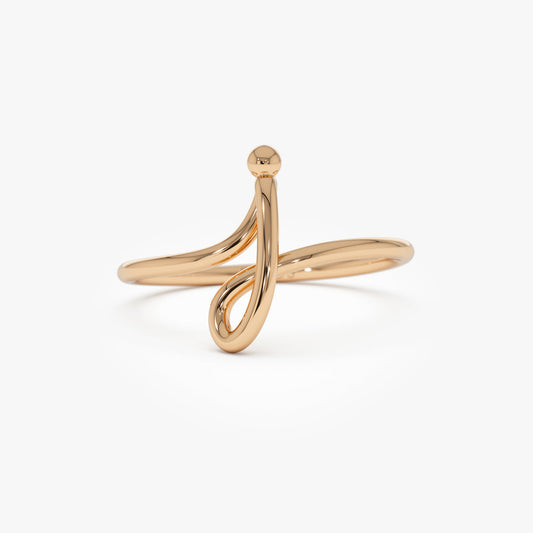 14K Wire Letter Ring | Custom Initial Jewelry | Minimalist Stackable Ring | Personalized Gift