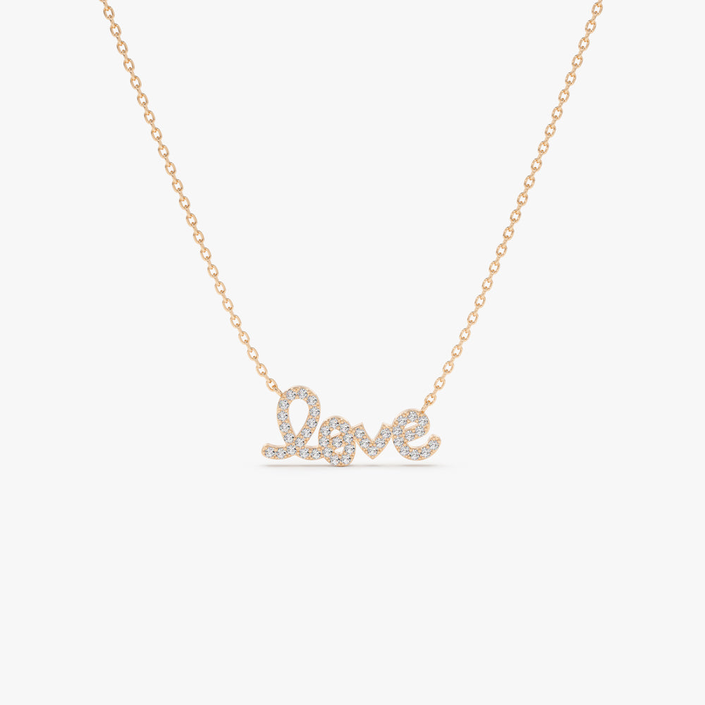 14K Gold Diamond Love Necklace | Solid Gold Symbol Pendant | Romantic Jewelry Gift for Her | VLOVE