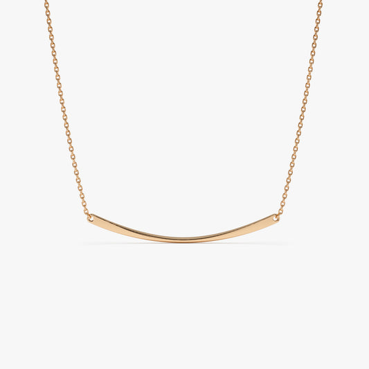14K Gold Curved Bar Necklace | Minimalist Pendant Jewelry | Modern Layering Chain for Women | VLOVE