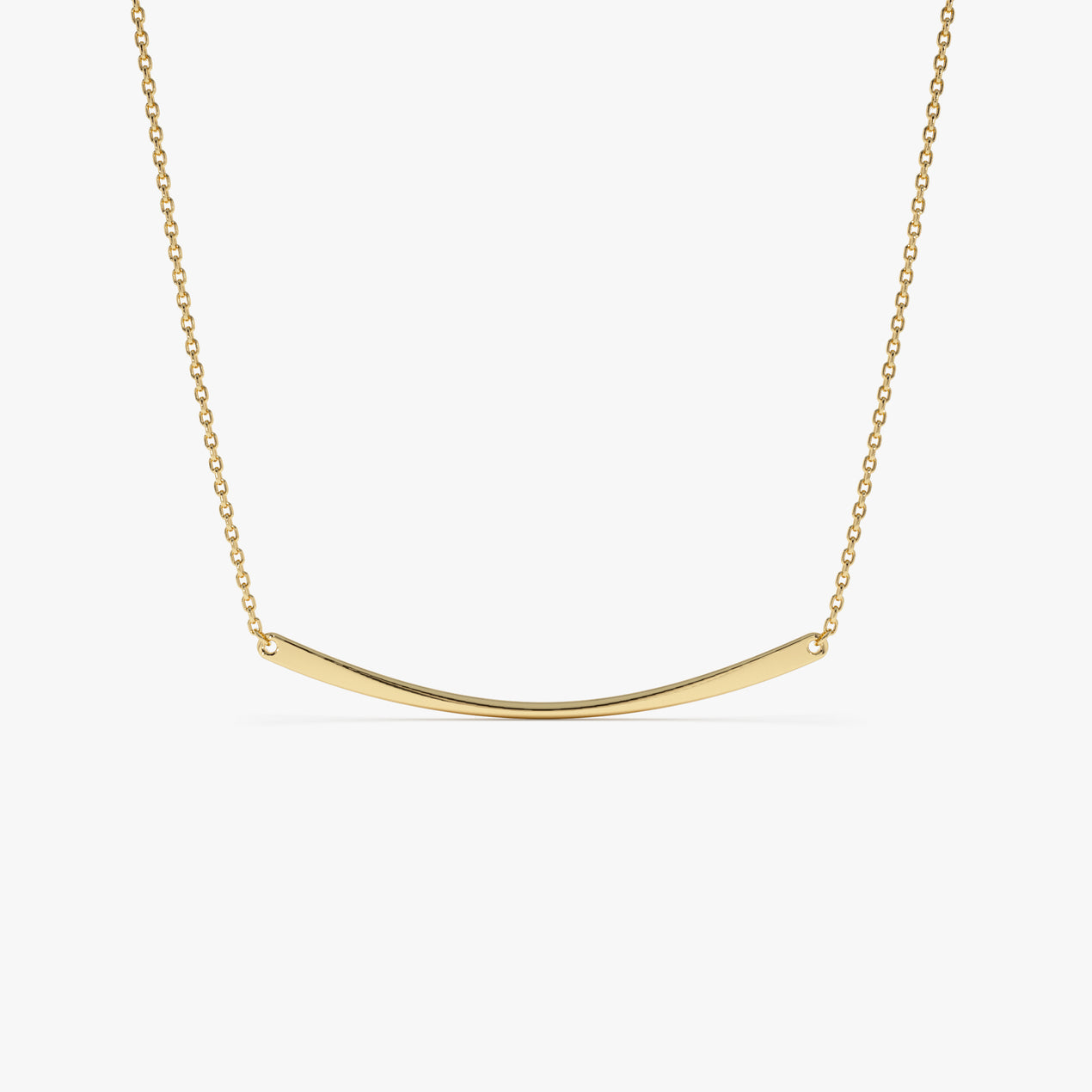 14K Gold Curved Bar Necklace | Minimalist Pendant Jewelry | Modern Layering Chain for Women | VLOVE