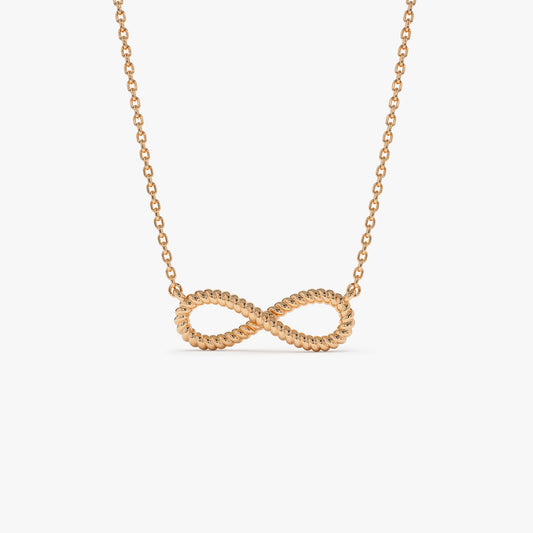 14K Twist Rope Infinity Necklace | Gold Symbol Pendant | Meaningful Jewelry Gift for Women | VLOVE