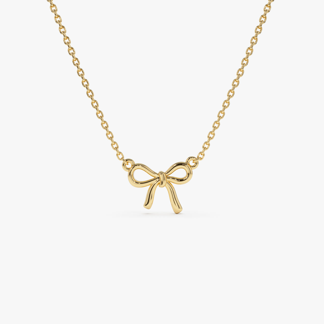 Ribbon Necklace | 14K Gold Minimalist Design | Dainty Chain for Layering | Everyday Jewelry