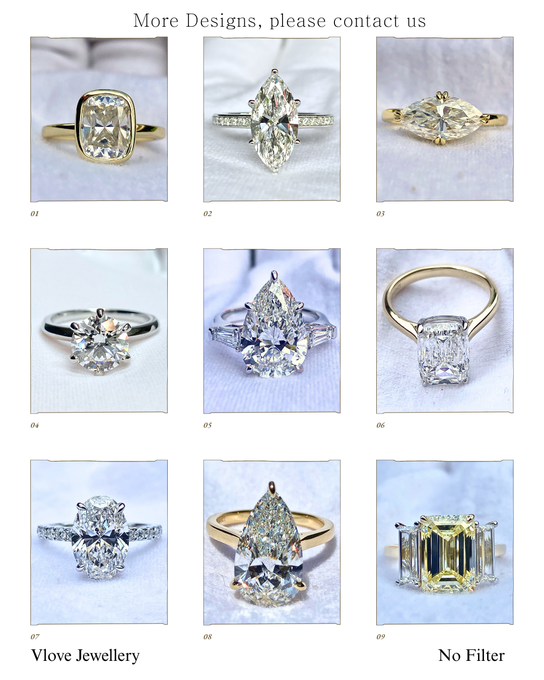 Super VLOVE Custom Jewelry Manufacturer Real Certified Natural Diamond Engagement Ring Marquise Diamond Bypass Flower Ring in 14K