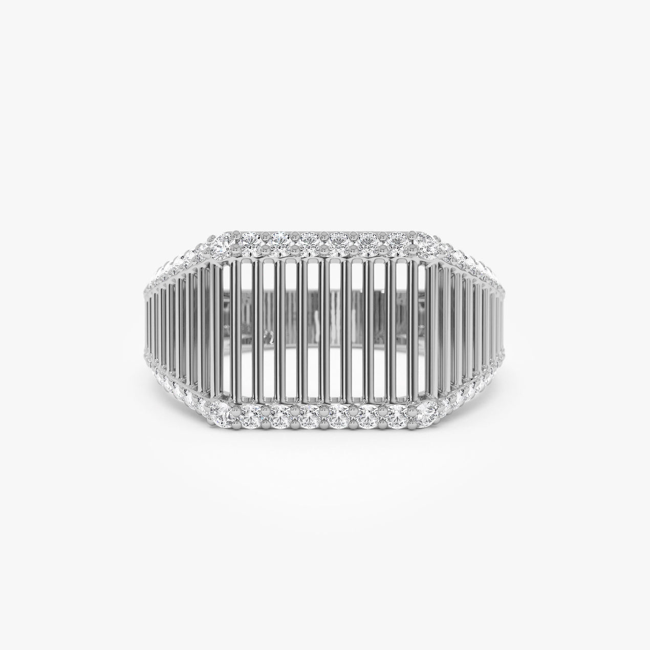 14K Gold Ribbed Signet Ring | Custom Engraved Statement Band | Artisan Textured Jewelry | VLOVE