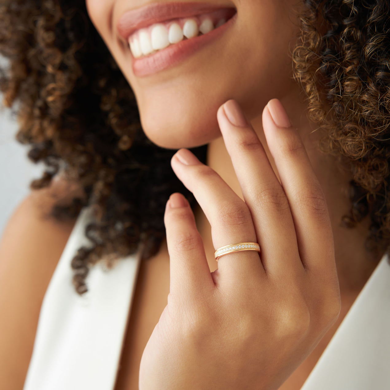 Diamond Wedding Band for Women | 14k Gold Thin Eternity Ring | Daily Wear Simple Ring | VLOVE
