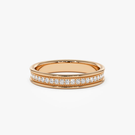 Diamond Wedding Band for Women | 14k Gold Thin Eternity Ring | Daily Wear Simple Ring | VLOVE