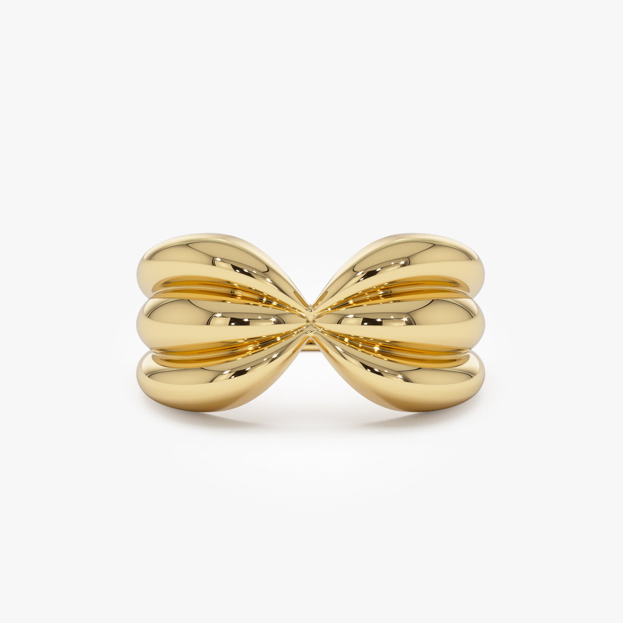 14K Gold Bowknot Ring | Vintage Style Sculpted Dome Band | 10MM Statement Jewelry for Women | VLOVE