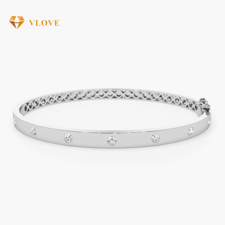14K Gold 4MM Diamond Tennis Bracelet | 0.55 CTW Flush Setting Bangle | Luxury Fine Jewelry | VLOVE