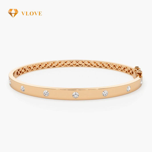 14K Gold 4MM Diamond Tennis Bracelet | 0.55 CTW Flush Setting Bangle | Luxury Fine Jewelry | VLOVE