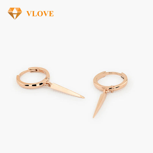 14K Gold Single Spike Drop Arrow Earrings | Modern Minimalist Hoop Earrings | Dainty Everyday Jewelry | VLOVE
