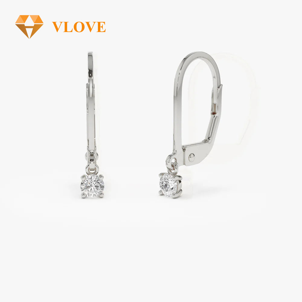 14K Gold Round Diamond Huggie Hoop Earrings | Secure Snap Closure Studs | Everyday Luxury Jewelry | VLOVE