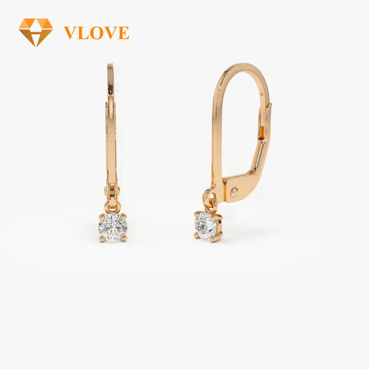 14K Gold Round Diamond Huggie Hoop Earrings | Secure Snap Closure Studs | Everyday Luxury Jewelry | VLOVE