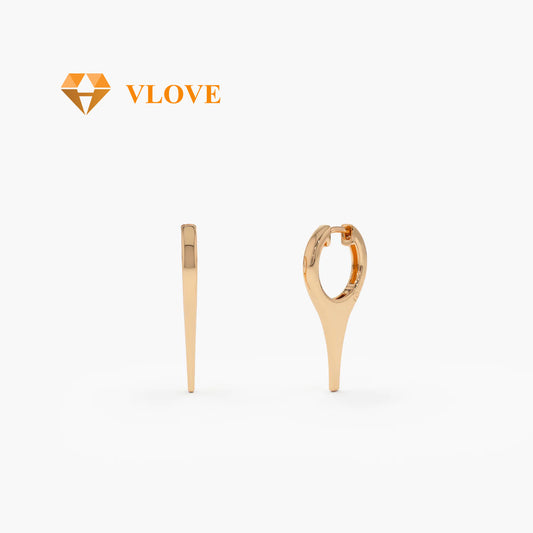 14K Gold Crawler Stud Earrings | Tiny Diamond Accent Earrings | Elegant Everyday Jewelry | VLOVE