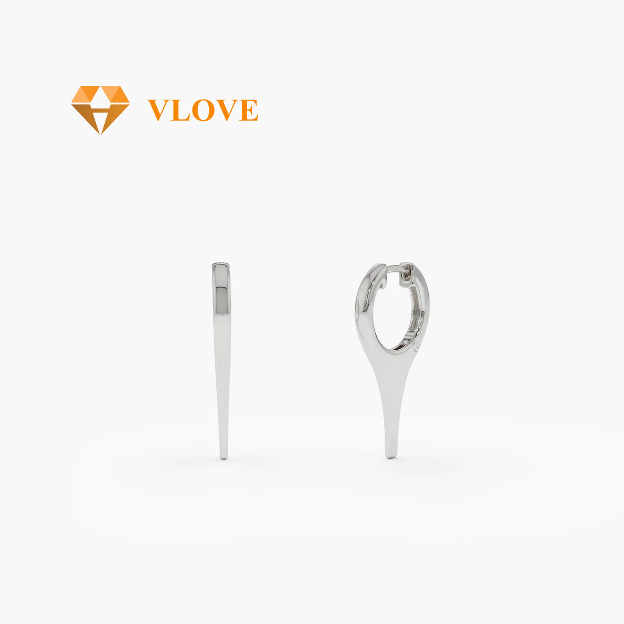 14K Gold Crawler Stud Earrings | Tiny Diamond Accent Earrings | Elegant Everyday Jewelry | VLOVE