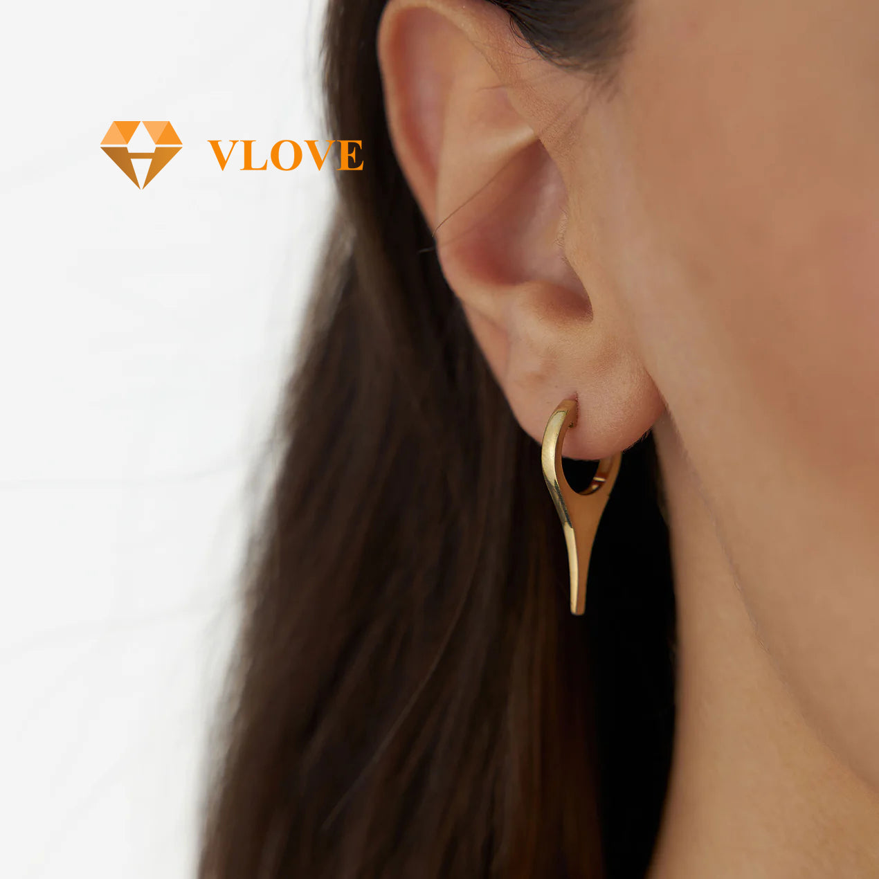 14K Gold Crawler Stud Earrings | Tiny Diamond Accent Earrings | Elegant Everyday Jewelry | VLOVE