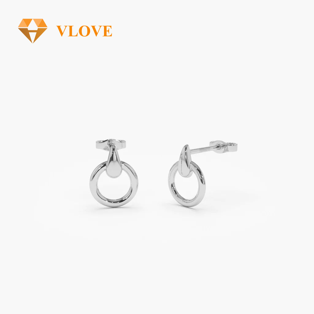 14K Gold Dainty Circle Drop Earrings | Minimalist Hoop Earrings for Women | High-End Everyday Jewelry | VLOVE Wholesale