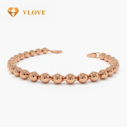 14K Gold 5MM Ball Beaded Bracelet | Stackable Elegant Bracelet for Women | Sophisticated Gold Jewelry | VLOVE