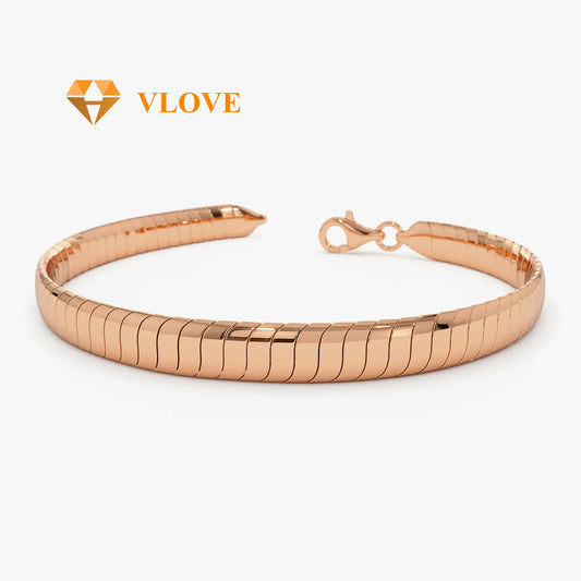 14K Gold Cobra Chain Bracelet | 5.7MM Wide Statement Jewelry | Bold Women's Bangle | VLOVE