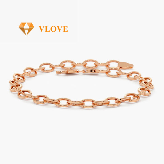 14K Gold Oval Link Chain Bracelet | Stackable Minimalist Jewelry for Women | Fine Cable Chain Bracelet | VLOVE