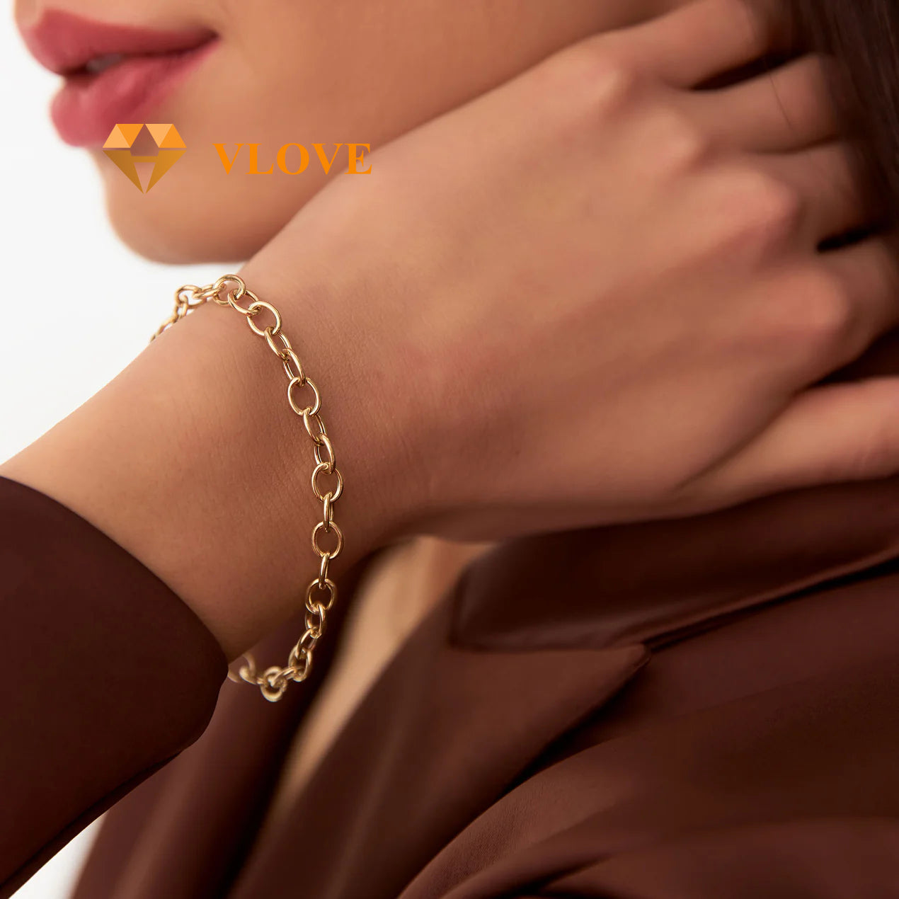 14K Gold Oval Link Chain Bracelet | Stackable Minimalist Jewelry for Women | Fine Cable Chain Bracelet | VLOVE