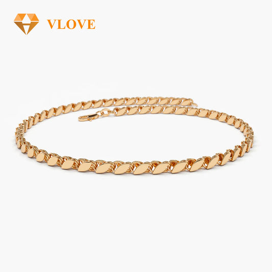 14K Gold Marquise Link Chain Bracelet | Custom Design Statement Jewelry | Unique Gold Bracelet for Women | VLOVE