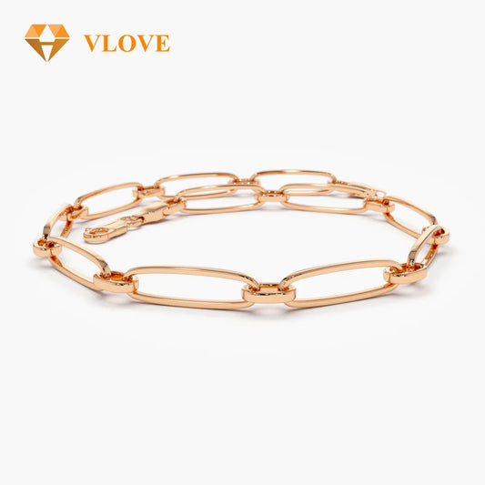 14K Gold Oval Link Chain Bracelet | Stackable Fashion Jewelry for Women | Luxury Daily Wear Bracelet | VLOVE