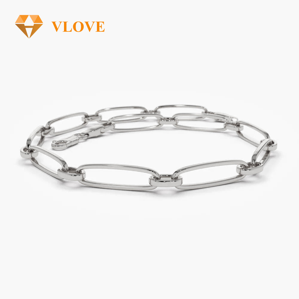 14K Gold Oval Link Chain Bracelet | Stackable Fashion Jewelry for Women | Luxury Daily Wear Bracelet | VLOVE