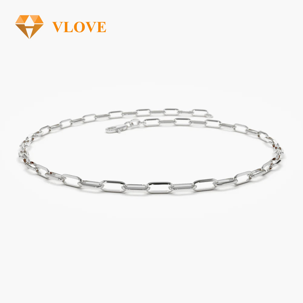 14K Gold Paper Clip Link Bracelet | Ultra Thin Chain Bracelet for Women | Minimalist Daily Jewelry | VLOVE