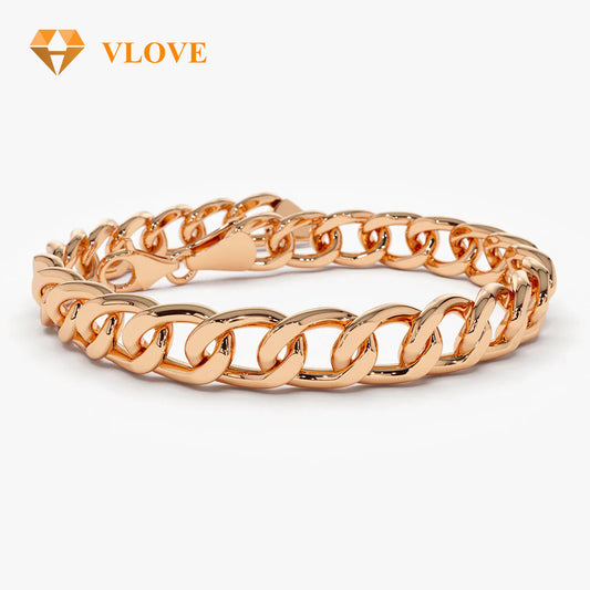 14K Gold 10MM Cuban Link Chain Bracelet | Solid Gold Men's Jewelry | Heavy Duty Statement Bracelet | VLOVE
