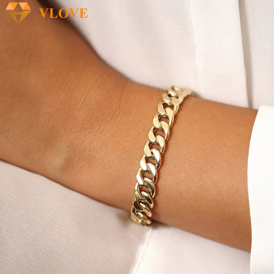 14K Gold 10MM Cuban Link Chain Bracelet | Solid Gold Men's Jewelry | Heavy Duty Statement Bracelet | VLOVE